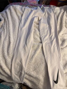 Nike White Joggers with Black Swoosh Accent